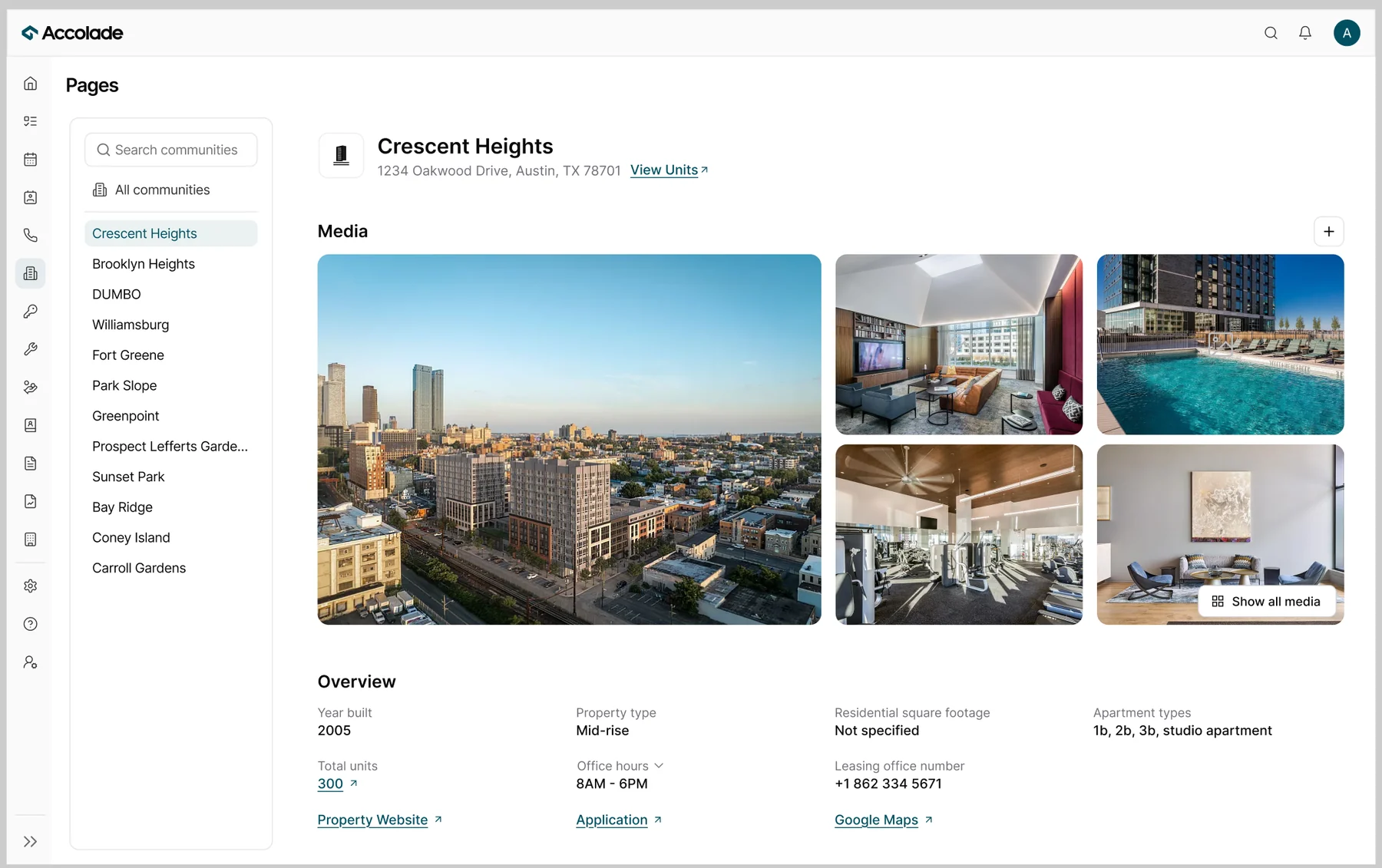 Redesigned community page with a View Units link into its units