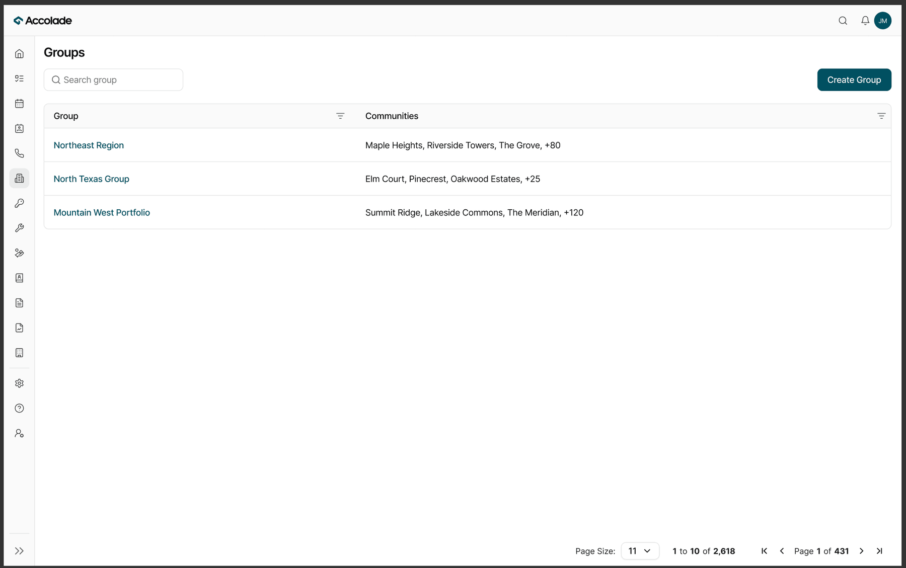 Redesigned Groups as its own standalone section, after