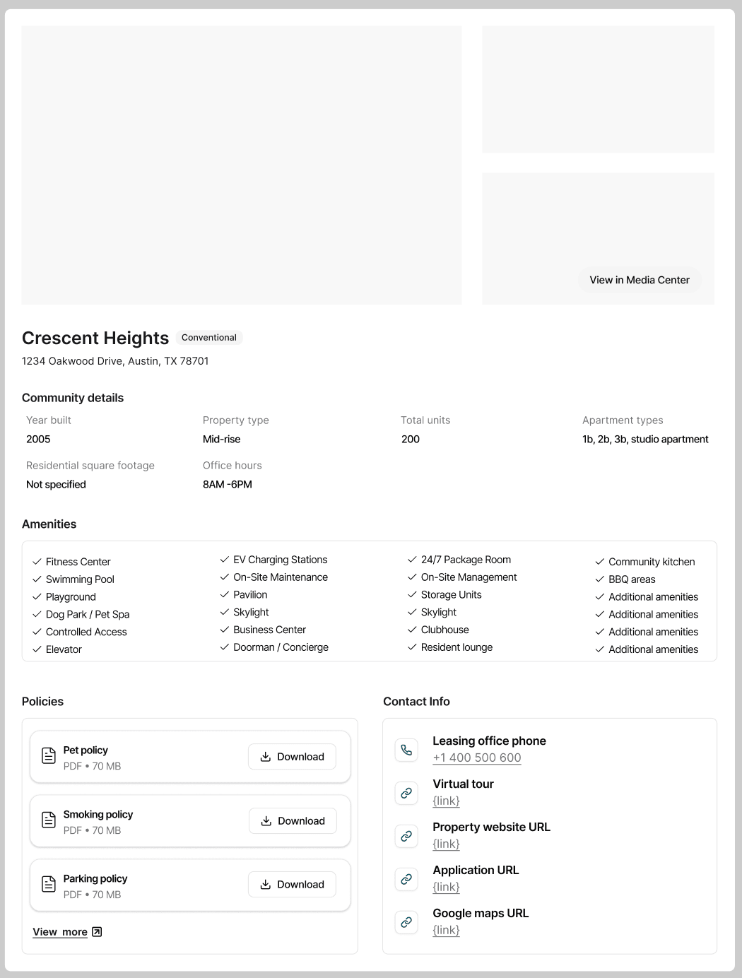 Early iteration of the community page, a flat grid of fields organized around the data