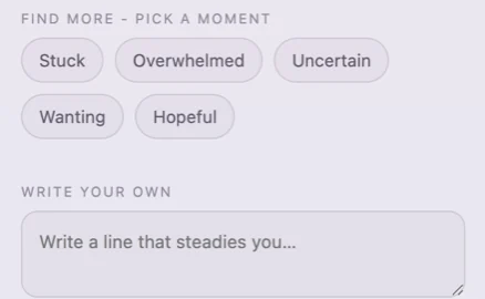 The five state chips: Stuck, Overwhelmed, Uncertain, Wanting, Hopeful